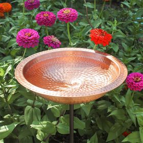 Achla Hammered Solid Copper Bird Bath with Stake