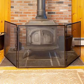 Achla Three Panel Large Fireplace Screen, Black