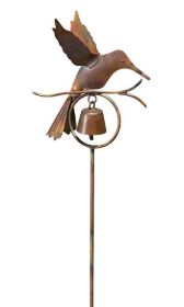 Ancient Graffiti Hummingbird with Bell Garden Stake, Flamed