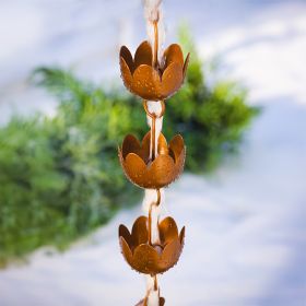 Ancient Graffiti Lily Rain Chain, Browned Copper Finish