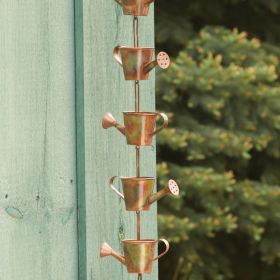 Ancient Graffiti Watering Can Rain Chain, Copper