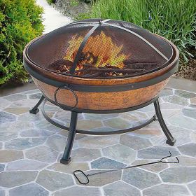 DeckMate Steel Avondale Outdoor Fire Bowl w/Screen, 30" dia.