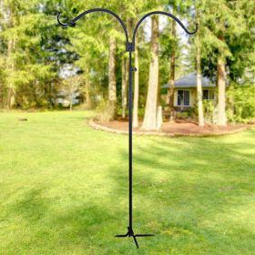 Erva Adjustable Double Shepherd Hook, Black, 4' 6" to 7'H
