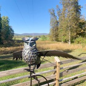 Esschert Staked Metal Giant Flying Owl Rocker, 84 "H