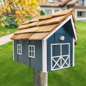 Bird In Hand Amish Made Barn Style Mailbox, Blue