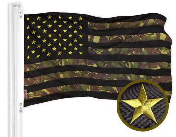 American USA Camouflage Flag 3x5 Ft Embroidered 420D Polyester Green Stars Camo Stripes Embroidered Stars Sewn Stripes Indoor Outdoor Brass Gromm