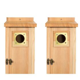 2pcs Pine Bird Houses with Copper Guard - Outdoor Finch, Swallow, Wren & Chickadee Nesting Boxes, Easy Assembly