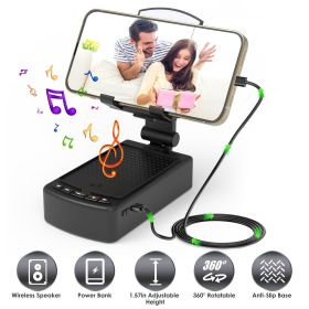 1Pc Cell Phone Stand with HD Surround Wireless Speaker Power Bank Portable Foldable Charging Phone Stand with Anti-Slip Base Compatible with Phon