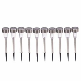 10pcs 5W High Brightness Solar Power LED Lawn Lamps with Lampshades White & Silver