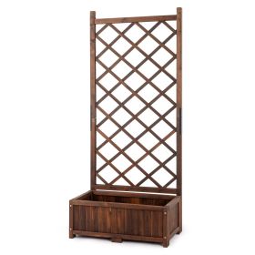 Wood Planter Raised Garden Bed with Trellis