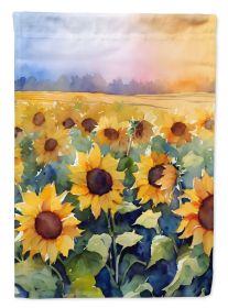 Sunflowers in Watercolor House Flag Large Porch Sleeve Pole Decorative Outside Yard Banner Artwork Wall Hanging, Polyester, House Size, Multicolo (Default: Default)