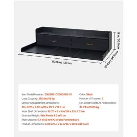 Washer Dryer Countertop With Shelf, 54 X 27.5 In Wooden Washer And Dryer Topper With 2 Drawers & 2 Hooks, Laundry Machine Topper For Laundry Clos (Option: Black)